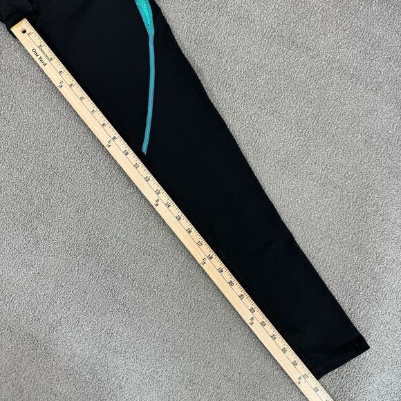 Victoria’s Secret‎ Sport Mesh Accent Ankle Leggings Black Teal Small Mid Rise - Picture 11 of 11